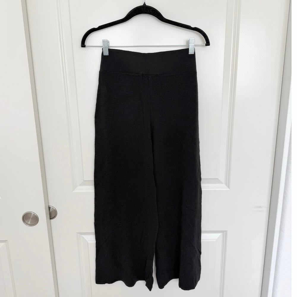 Anthropologie Linette Merino Wool Blend Tie Waist Wide Leg Pants Black Small - Picture 3 of 5